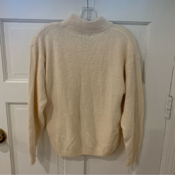 Women’s Vintage Cezanne Silk Angora Lambswool Blend Ivory Beaded Sweater Sz Med - Picture 5 of 10